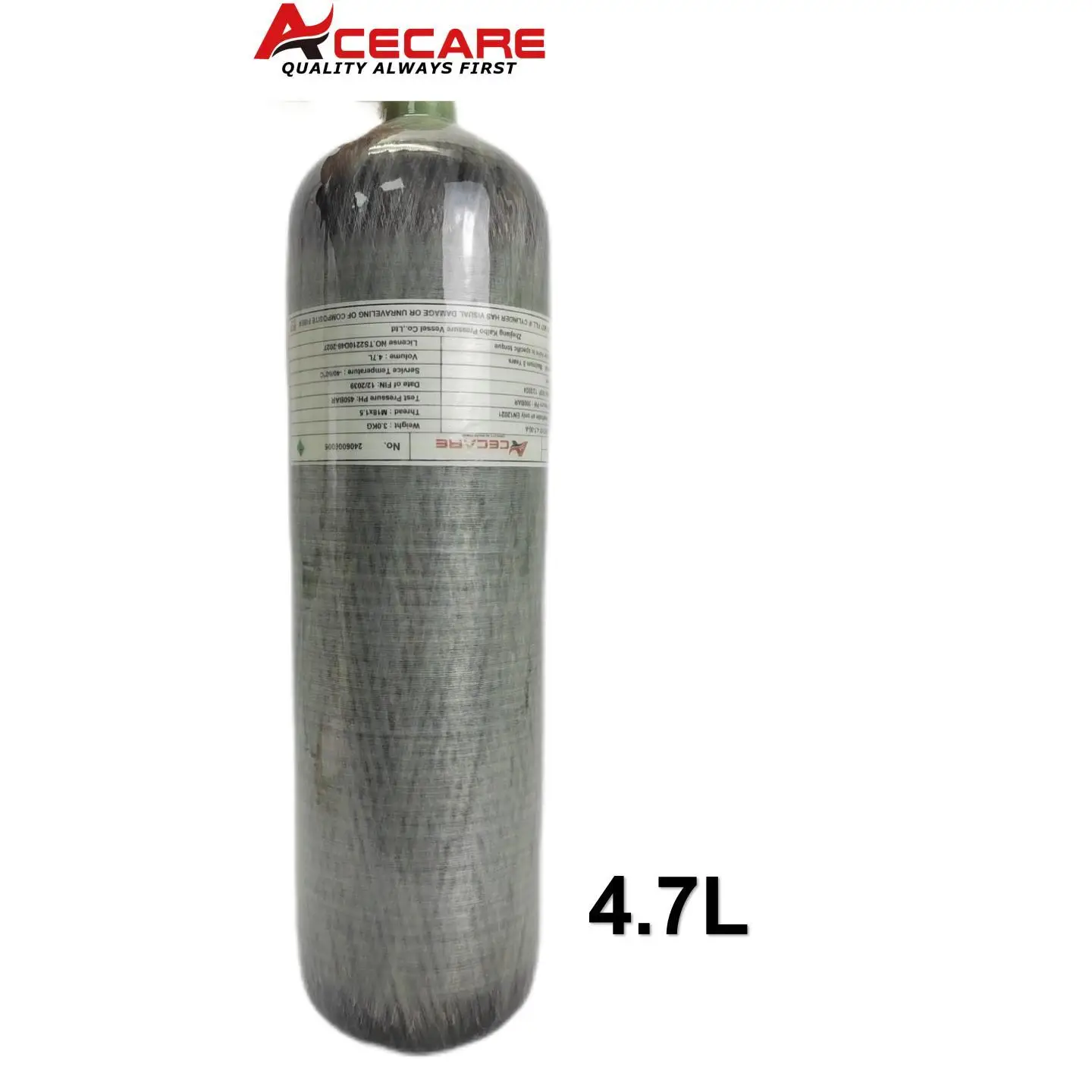 ACECARE 4500psi 300Bar 4.7L Carbon Fiber Cylinder High Pressure Tank Thread M18*1.5 Scuba Diving Fire Safety