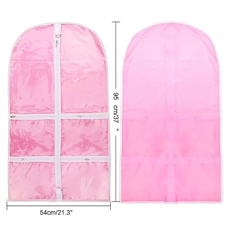 Breathable Dance Dress Bag Dust-Proof Bag with Zipper Pockets for Dance Costumes Suit Dress Storage or Travel Garment Bags