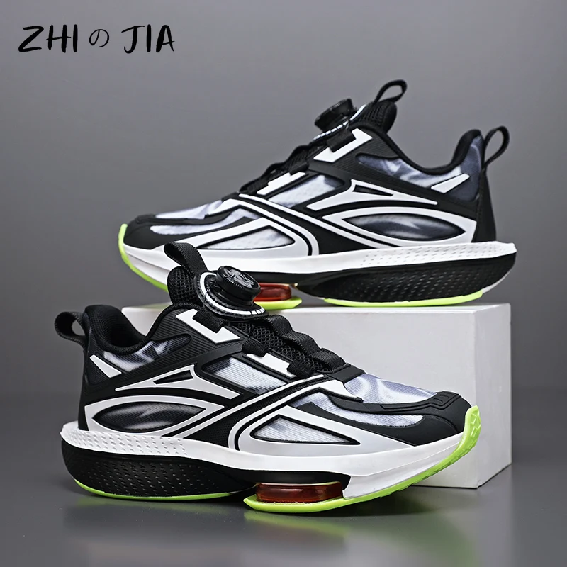 2025 Spring Hot selling Rotating Button Air Cushion Sneaker Children\'s Mesh Breathable Running Shoes Boys Fashion Casual Shoes