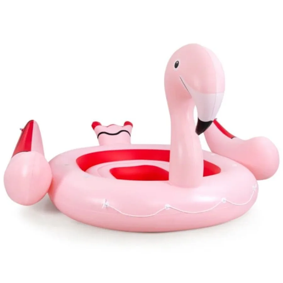 

Inflatable Flamingo Floating Island 6 Person PVC Raft with Cup Holders for Pool Lake Beach Party Pink