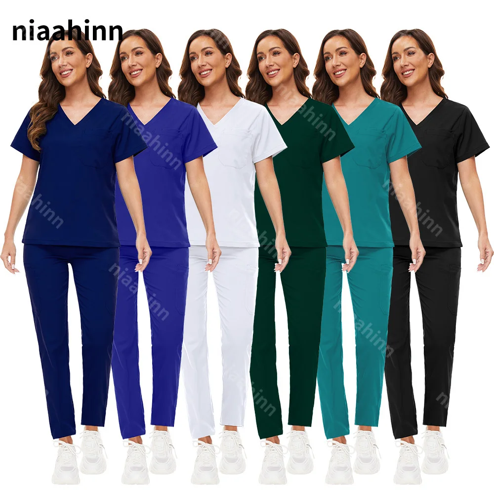 

Hospital Washing Clothes Men and Women Pet Grooming Doctor Work Uniform Short Sleeve Operating Surgical Clothes Quirurgico Mujer