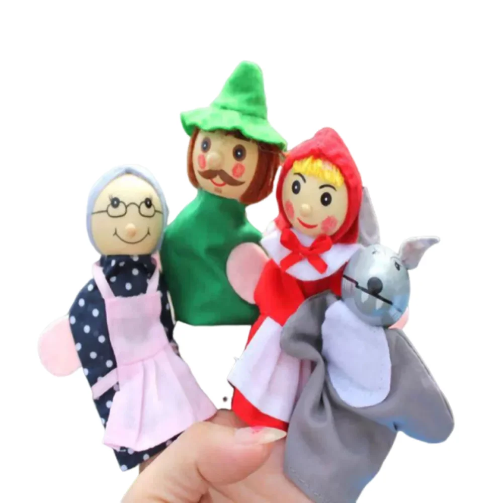 Baby Mini Hand Finger Puppets Fairy Tales Set Puppets Brain-boosting Cloth Material for 3 Pcs/4Pcs Toddler Play