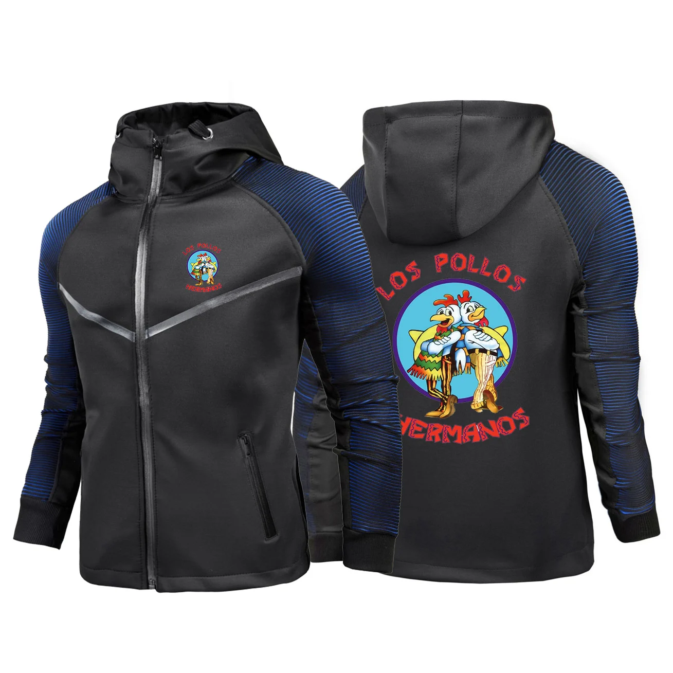 2024 Men New LOS POLLOS Hermanos Long Sleeves Print Racing Suits Casual Personality Waterproof Coats Zipper Hoodie Jacket