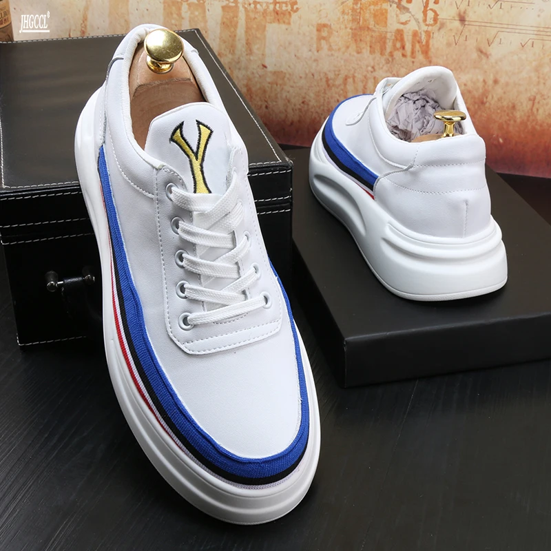 

Men's casual leather shoes board shoes platform platform small white shoes with loafer board shoes men's leather sports shoes A0