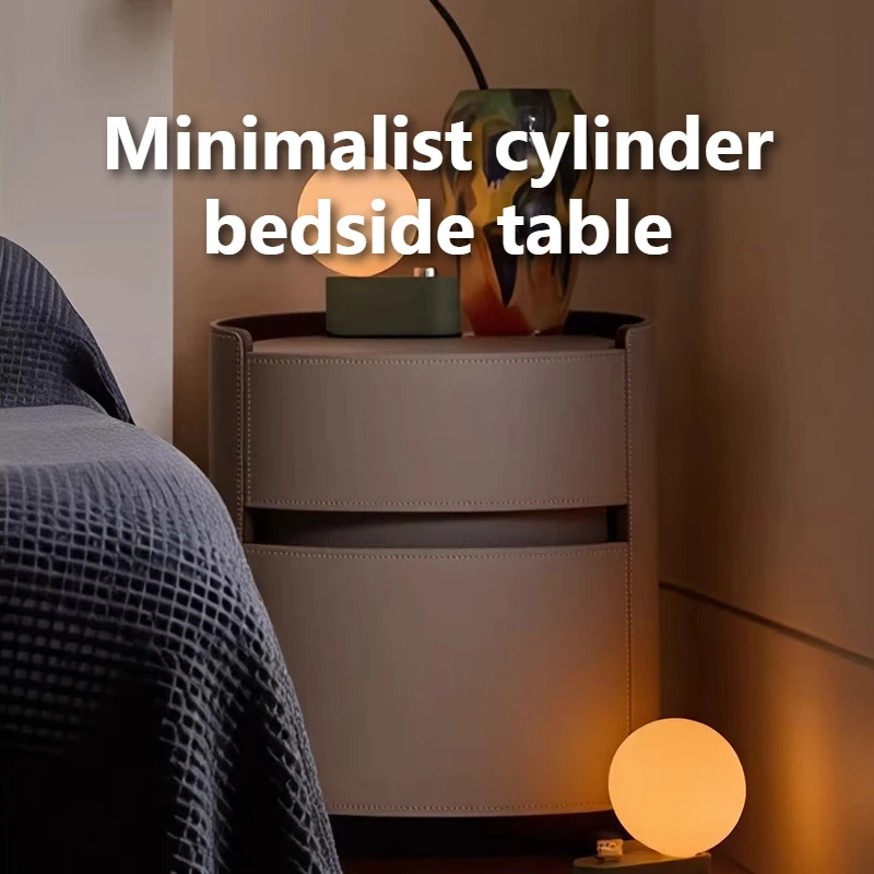 

Saddle Skin Bedside Table With Drawers Modern Fashion Nightstands Storage Cabinet Comfortable Room Solid Wooden Furniture Home