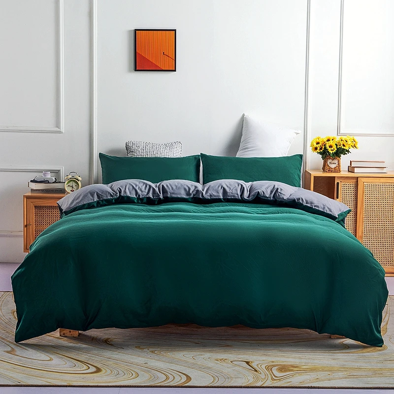 

Duvet cover Set 2/3pcs Solid AB Side Color Microfiber Comfortable Quilt Cover Pillowcase Home Bed Linens Drop Shipping King Twin