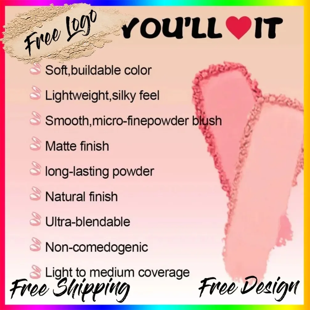 Private Label Custom Logo Vegan Wholesale Makeup Long Lasting Oil Control Blush Powder Waterproof Pigment Face Contour Blusher