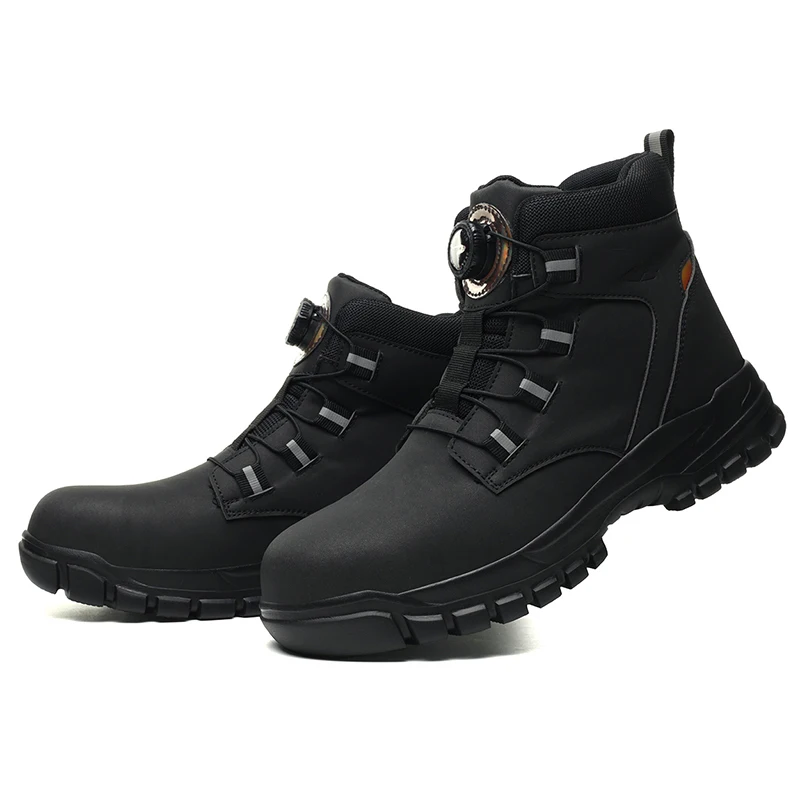 Rotary Buckle Security Boots for Men Work Sneakers Women Boots Breathable Steel Toe Shoes Safety Puncture-Proof Men Boots