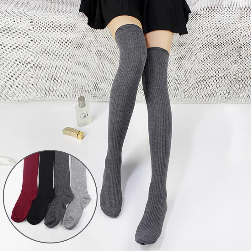 1/4 Pairs Women Autumn Winter Warm Vertical Striped Knee High Socks Fashionable College Style Soft Comfortable Long Tube Socks