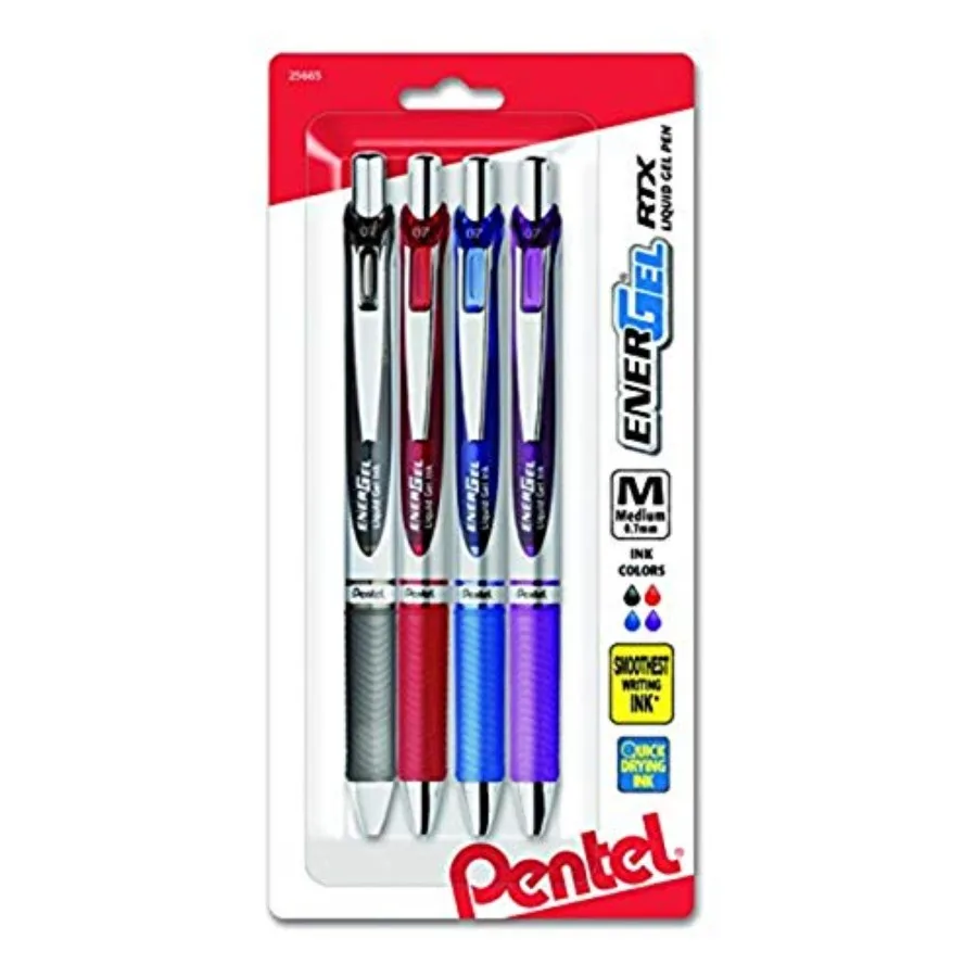 

EnerGel RTX Retractable Liquid Gel Pen, Medium Line, Metal Tip, Ink 4-Pk BL77BP4M