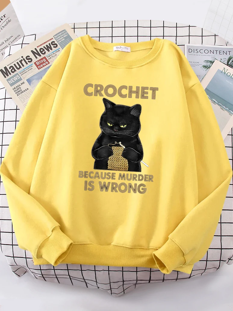 Crochet Because Murder Is Wrong Women\'s Hoody Fashion Fit Sweatshirt Casual Fleece Oversized Hoody Hip Hop All-match Tracksuit