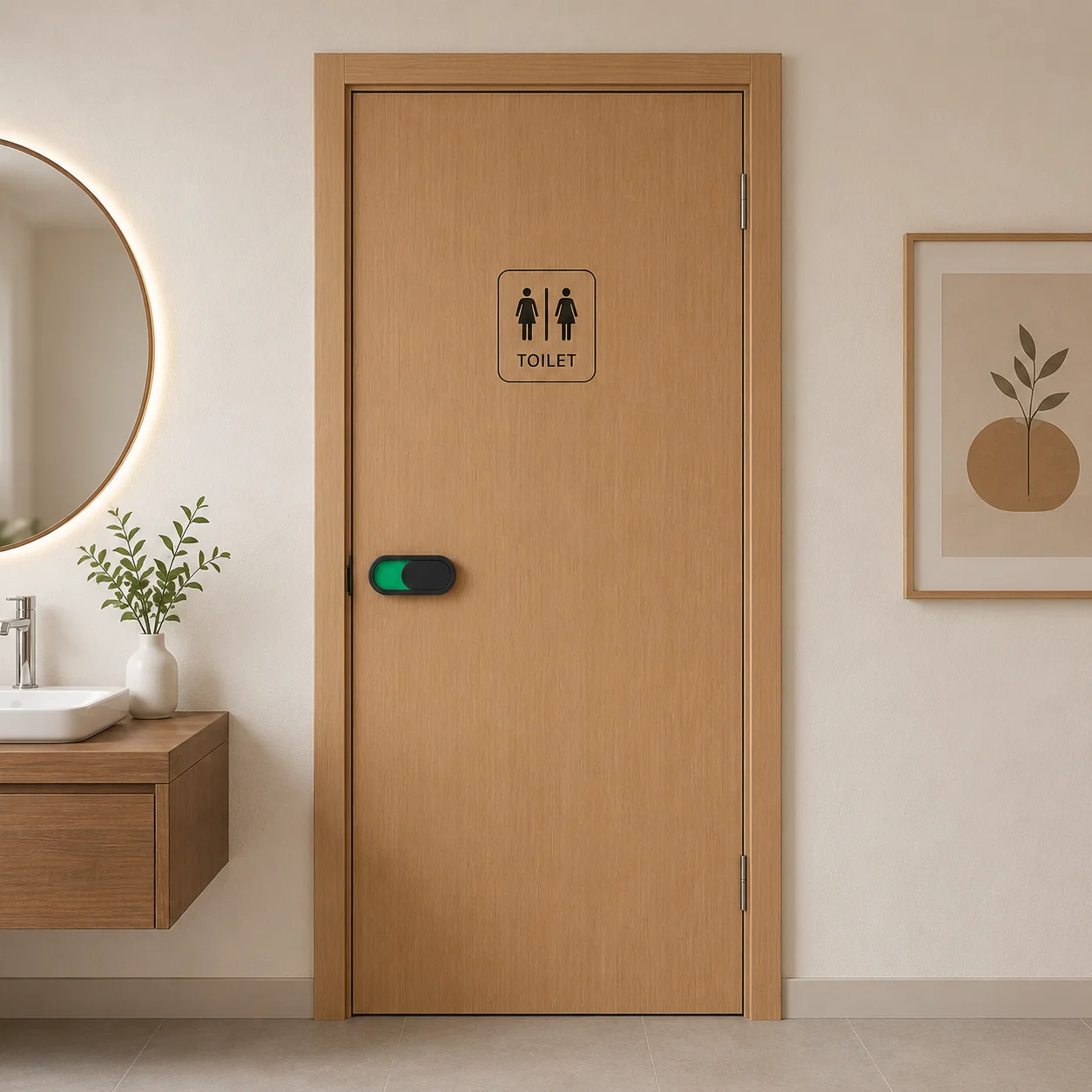 Home Bathroom Occupied Sign - Papan Tanda Akrilik Oval 'Slider Open