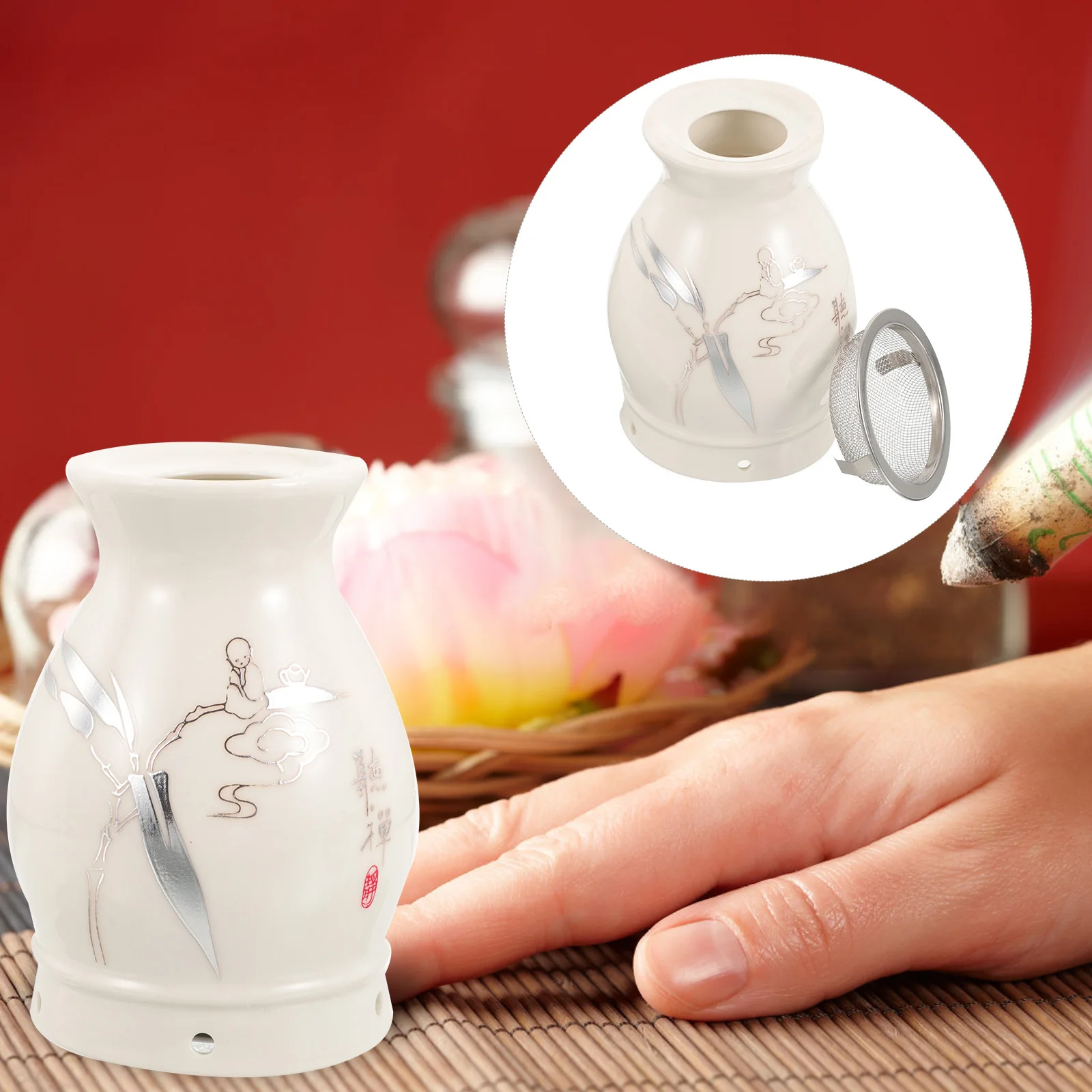 

Ceramic Moxibustion Cup Heat Insulation Portable Massage Pot for Elderly Women Men Home Use Dispelling Cold Feeling Body Caring