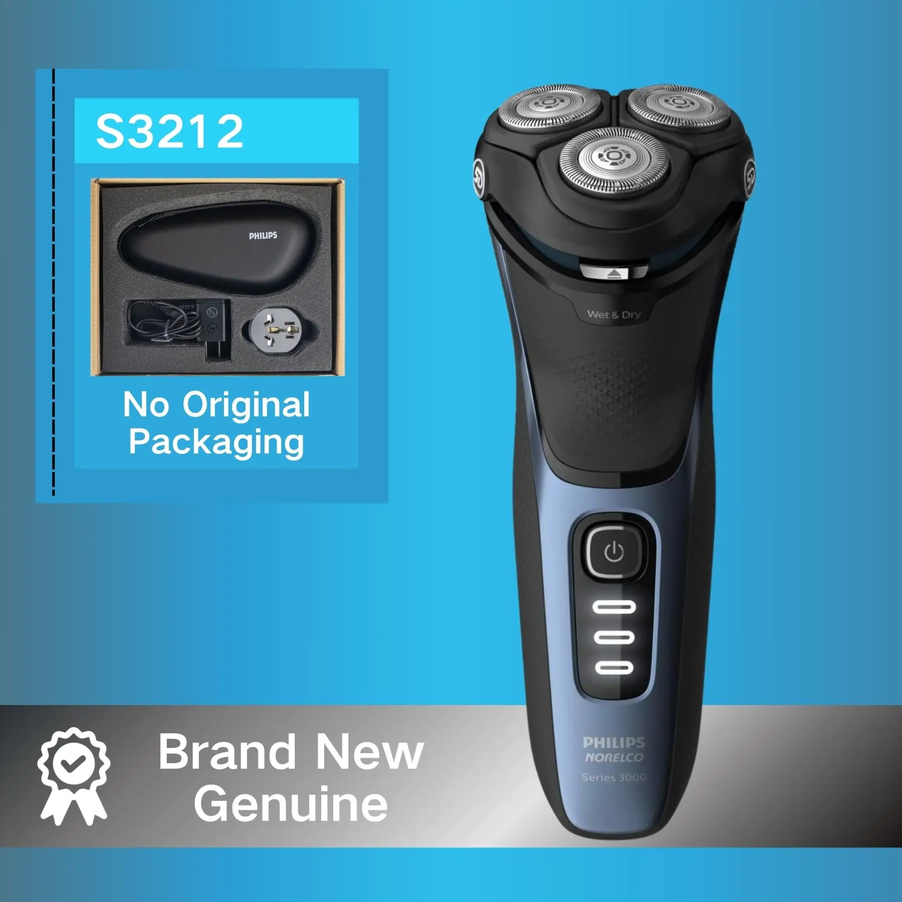 Philips Norelco Razor series 3000 S3212, Without original box, 5D Pivot & Flex Heads，Shave wet or dry，ComfortCut blades