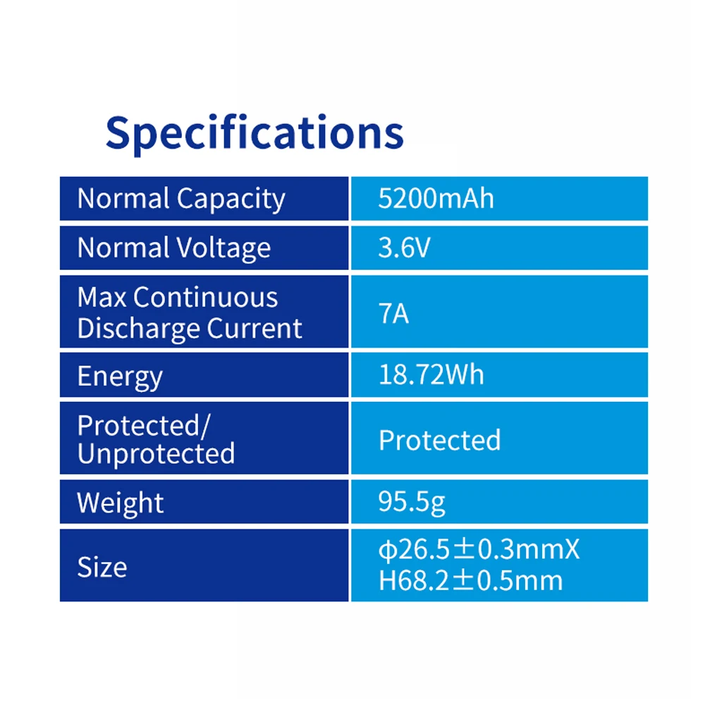 4PCS XTAR 26650 Battery 5200mAh Rechargeable Li-ion Battery With Protected Button Top 3.6V Batteries For Flashlights