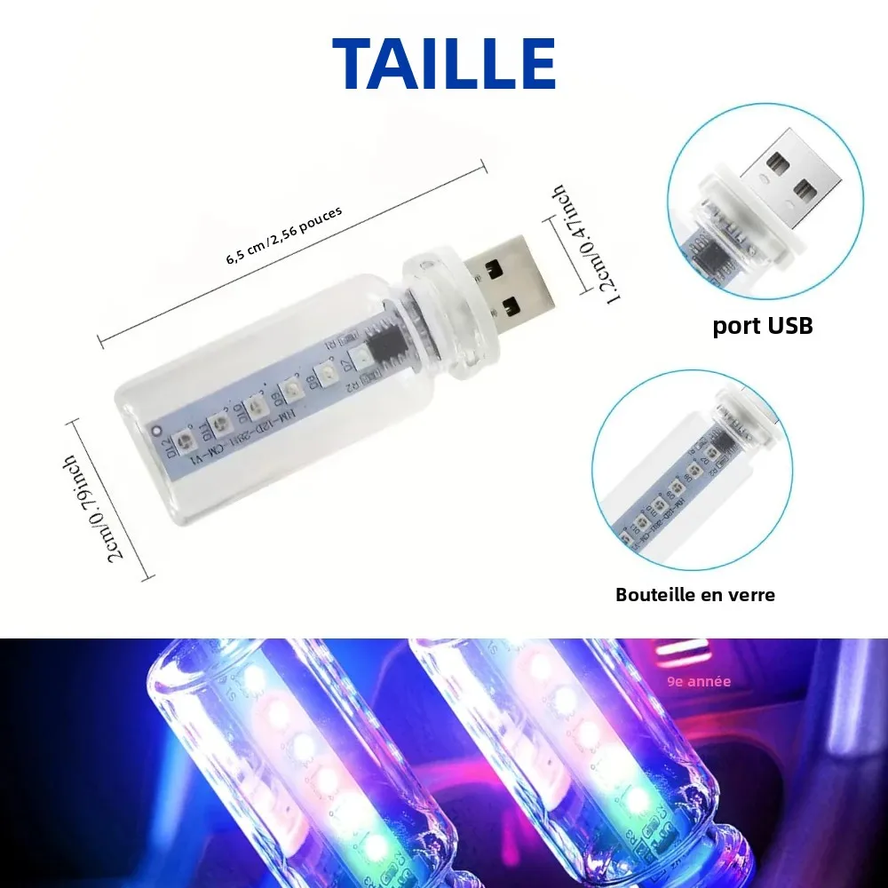 RGB LED Ambient Light Plug and Play USB Car Interior Accessories Decor Gift Idea Touch Switch Multicolor Accent Lamp 13 Modes