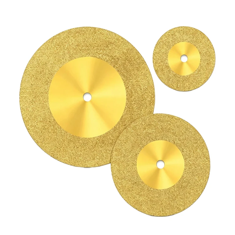Titanium-Coated Diamond Cutting Discs Round Cutting Discs 16mm–60mm 3mm Shank Suitable for Rotary Tools for Cutting Gemstones