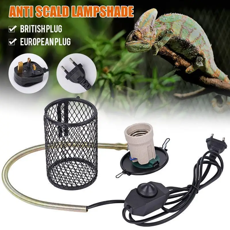 2Pcs Lamp Reptile Heat Lampshade Pet Heater Guard Timeable Anti-Scalding Preservation Infrared Ceramic Heat Lamp Lizard Turtles