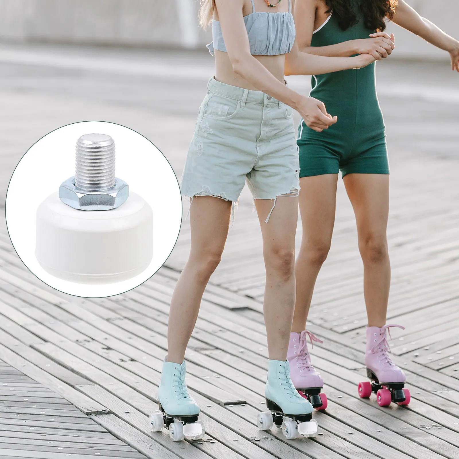 Roller Skates Brake Adjustable Rubber Toe Stopper Design Double Row Skates Sturdy Lightweight Mute Braking