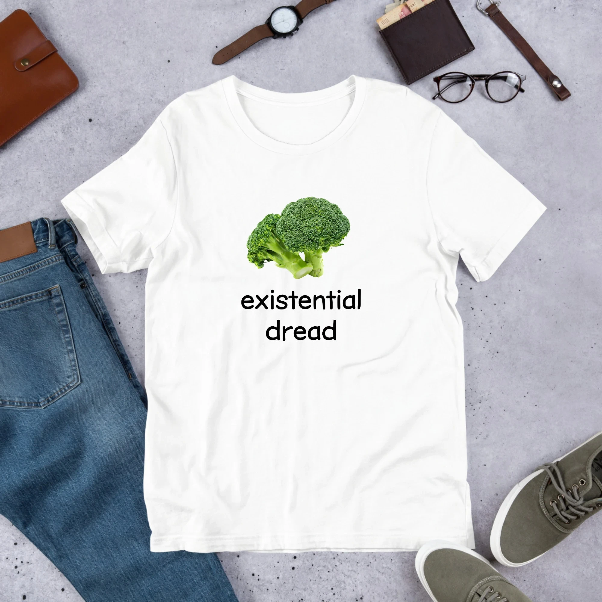 Футболка Existential Dread Funny Broccoli Meme для мужчин и женщин, хлопковые футболки с короткими рукавами, футболка Y2k, топы большого размера, летняя мужская блузка