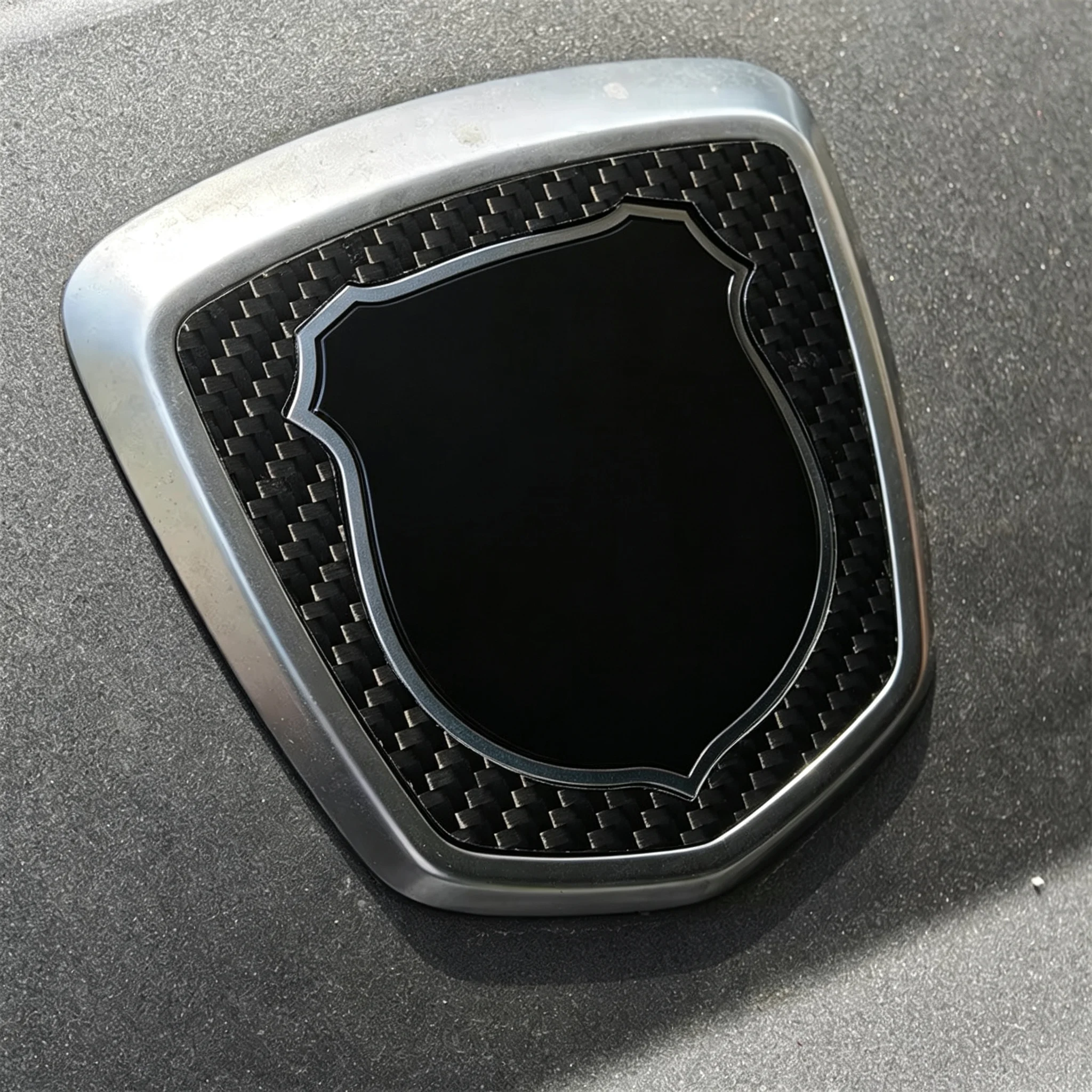 Brand New Dry Carbon Fiber Badge Surround Trim Set - 2 Pack Front & Rear Emblem Covers for Abarth 595 695, Racing Exterior Modif