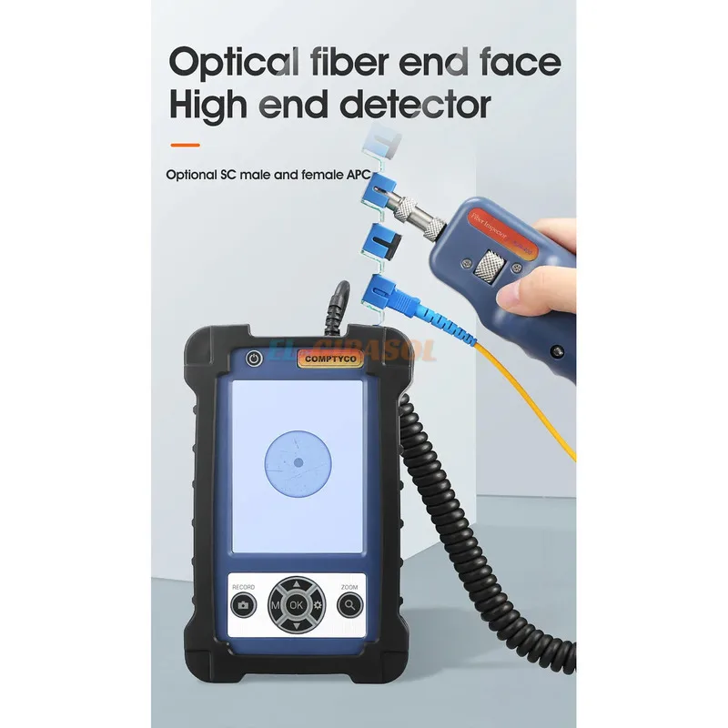 Microscopio de inspección de fibra óptica AUA-400, sonda de alcance, soporte UPC y APC con Monitor de pantalla de 3,5 pulgadas FTTH