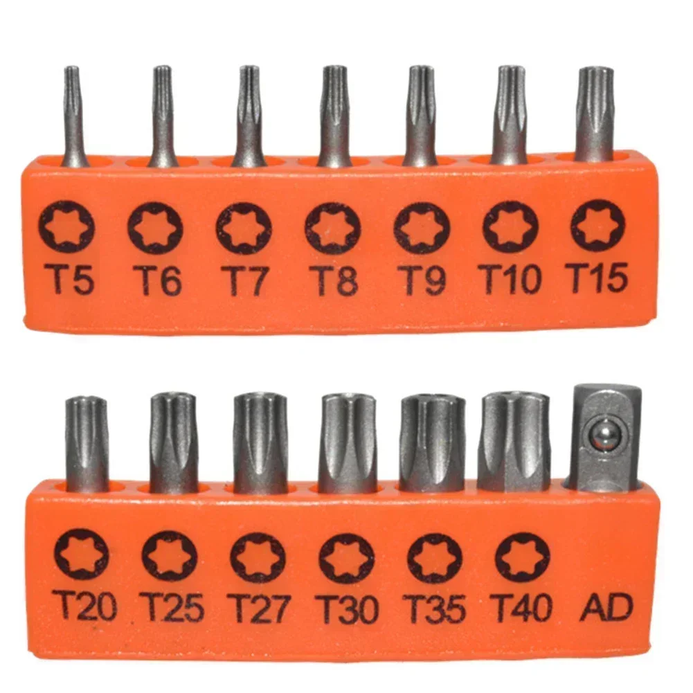 14pcs 25mm Torx Screwdriver Bits With Hole T7 T8 T15 T20 T25 T27 T30 T40 1/4 Inch Hex Electric Screw Driver Star Bit Set