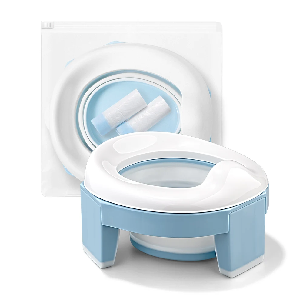 TYRY.HU Baby Pot Portable Silicone Baby Potty Training Seat 3 in 1 Travel Toilet Seat Foldable Blue Children Potty With Bags