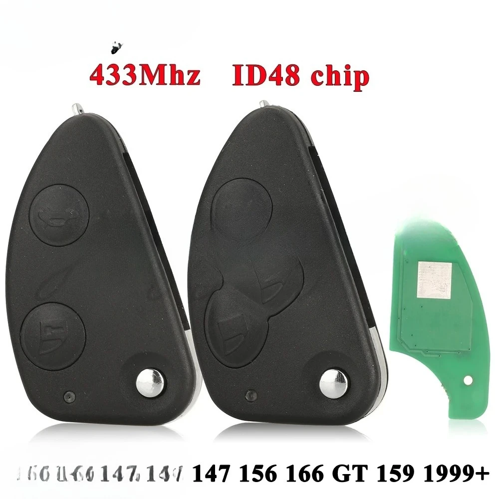 

ID48 чип дистанционного откидного автомобильного ключа, комбинированный брелок для Alfa Romeo 147 156 166 GT 159 1999-2008 2/3BTN Control 2 Blade