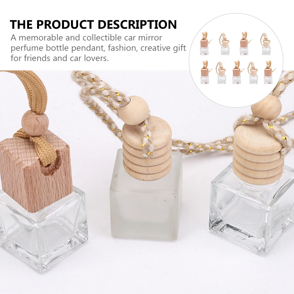 

9pcs Perfume Bottle Car Aromatherapy Hanging Diffuser Refillable Air Freshener Glass Pendant Vehicle Room Decor