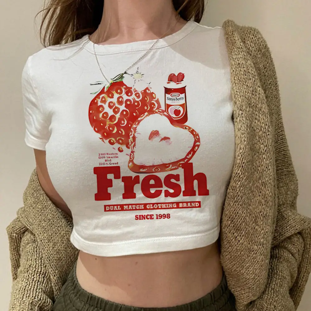 Strawberry crop top Slim Fit Cute shoujo girl style gyaru Fairy harajuku Grunge teens t-shirt