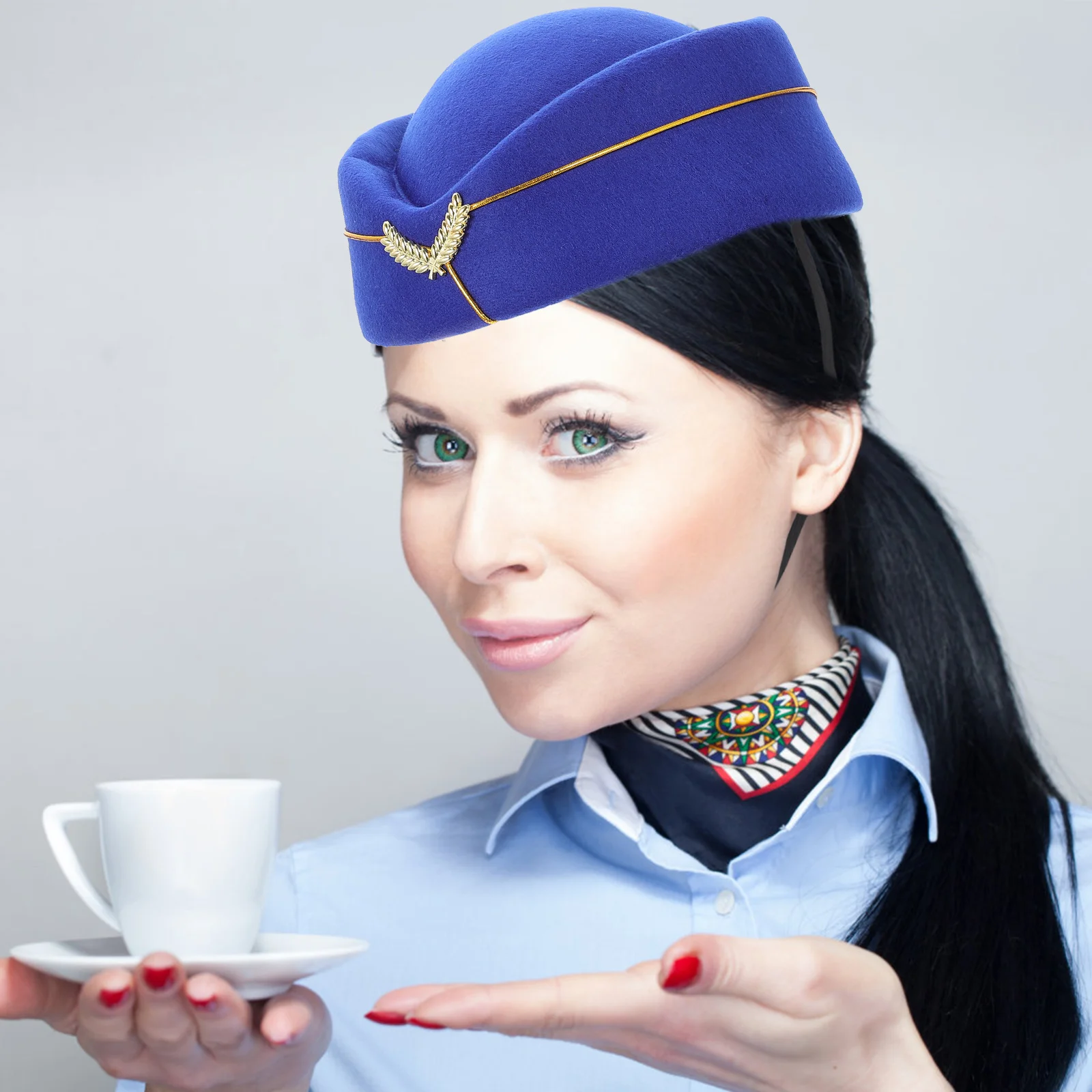 Stewardess Baskenmütze Flugzeug Hostess Hut Flug begleiter Kopf bedeckungen Kappen Filz Flug uniform Cosplay Kostüm Braut