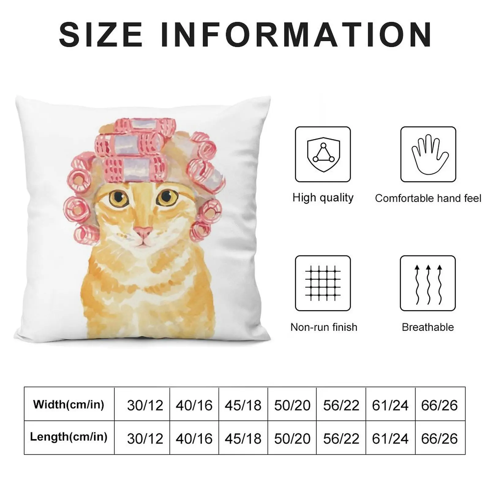 watercolor cat hair curlers Throw Pillow Cushion Cover Set Pillows Aesthetic pillow