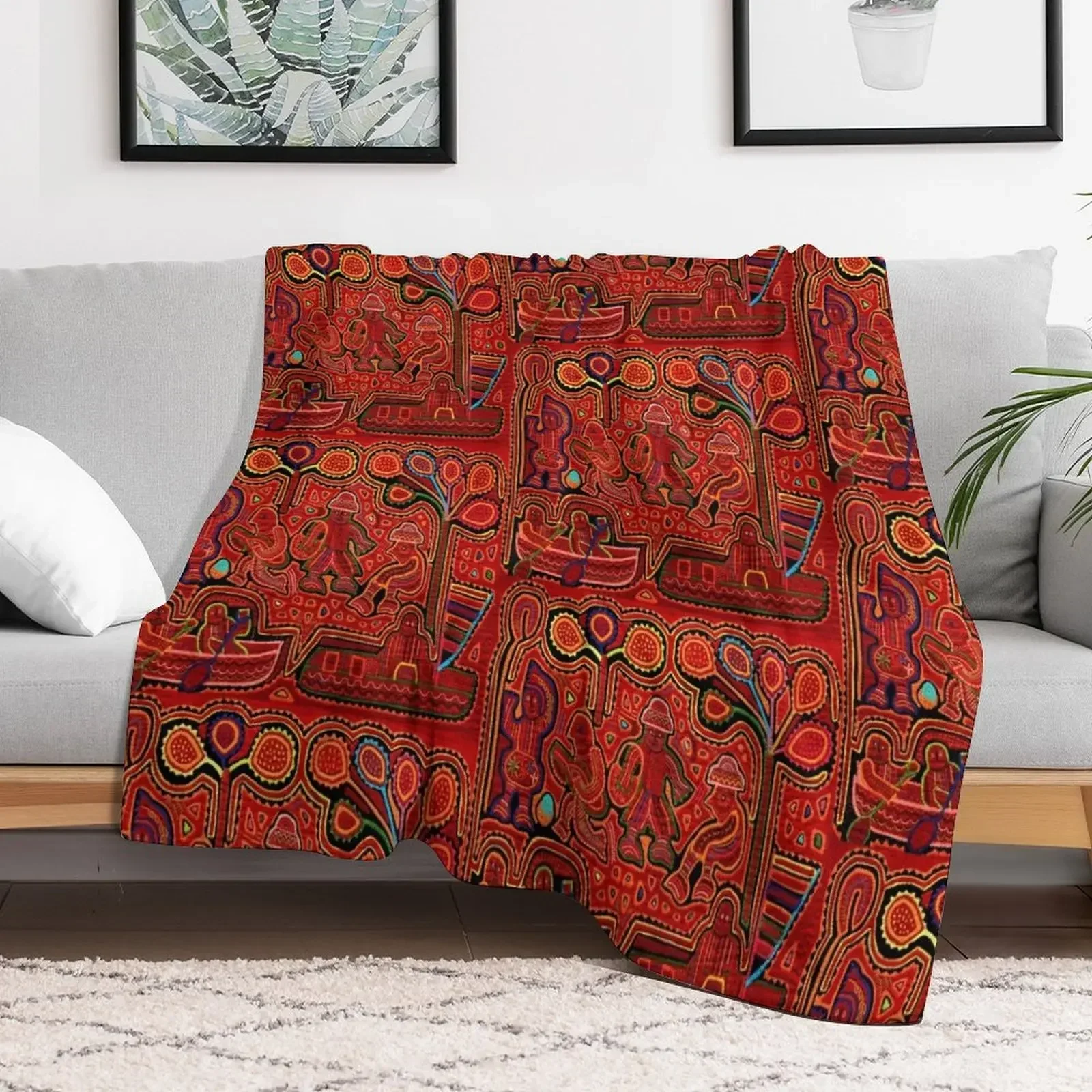 

Kuna Indian Men in Boats Throw Blanket Thermals For Travel Beach Vintage Blankets Beach Sofas Sofa Throw Blankets