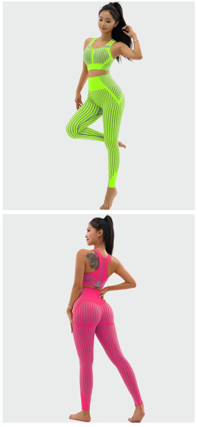 2PCS Women Seamless Yoga Set Gym Clothing Workout Sportswear Fitness Sleeveless Crop Top High Waist Leggings Sports Suits