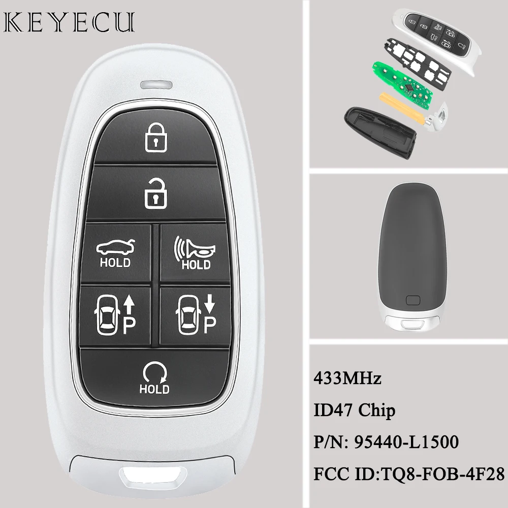 

Keyecu For Hyundai Sonata 2019 2020 2021 Smart Remote Car Key Fob 433MHz With ID47 Chip 95440-L1500 FCC ID: TQ8-FOB-4F28