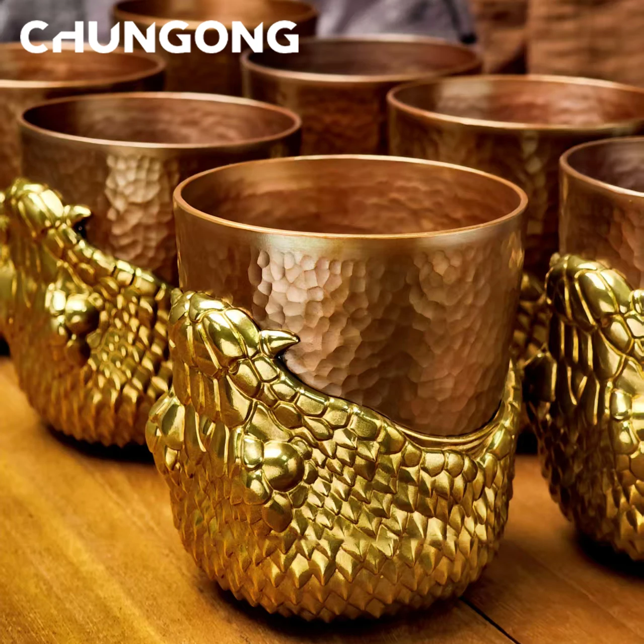 

Chungong copper coffee cup creative personalized customization old retro burning color artificial hammer pattern octopus snake