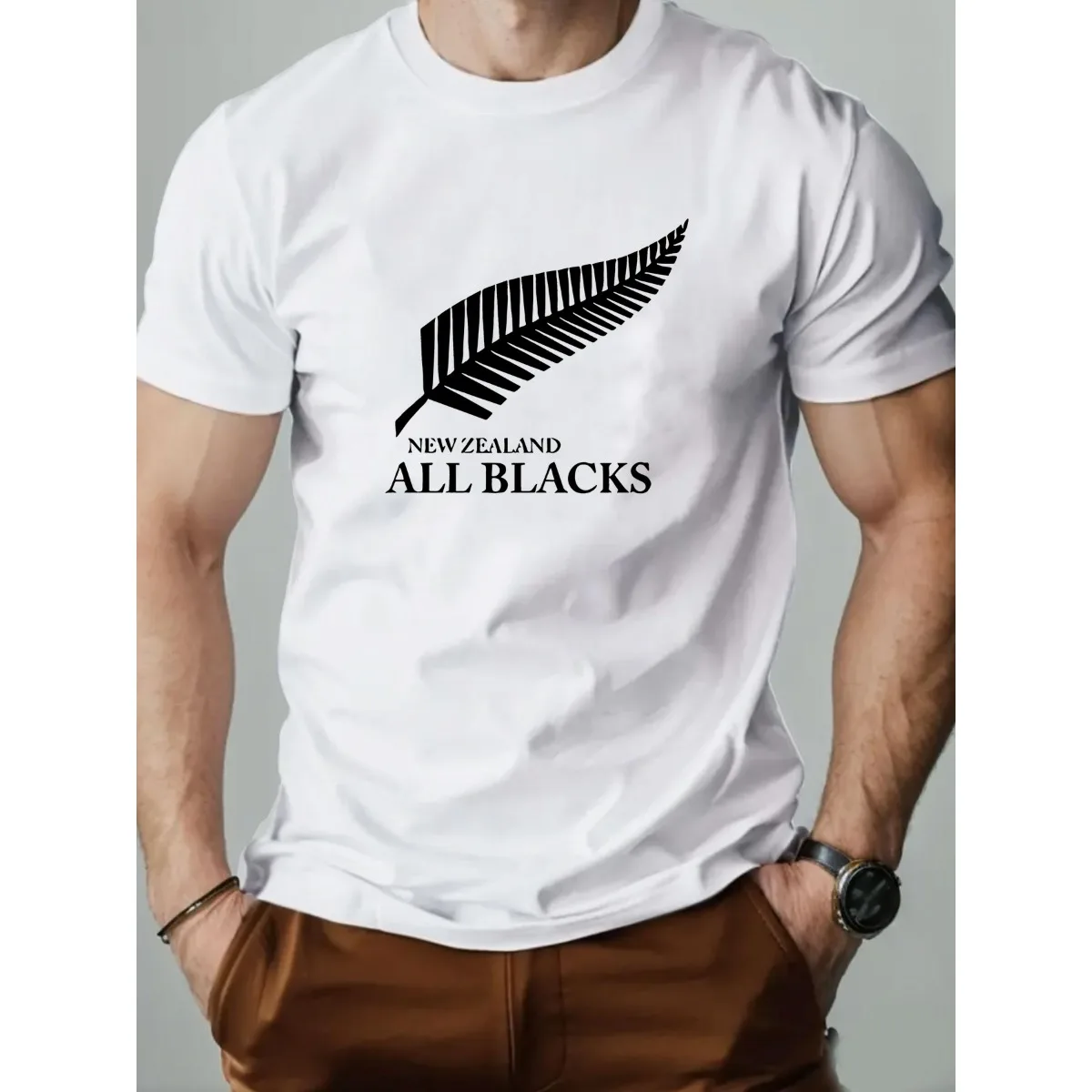 

2025 new men's 100% cotton multi-color option maple leaf print summer breathable casual T-shirt