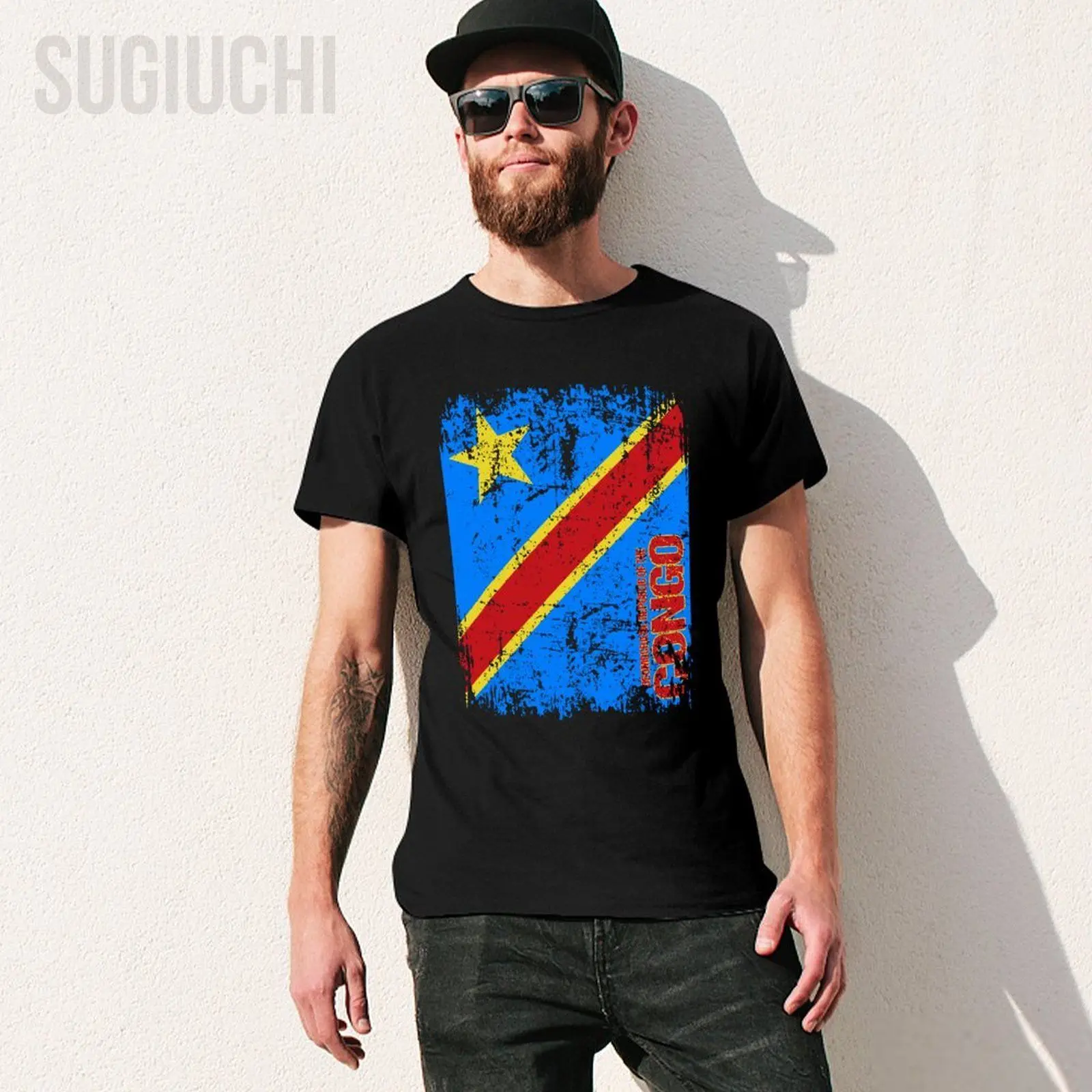 Men T-Shirt Democratic Republic of Congo Flag Vintage Distressed CONGOLESE Tshirt Tees T Shirts Women Boys Cotton Unisex