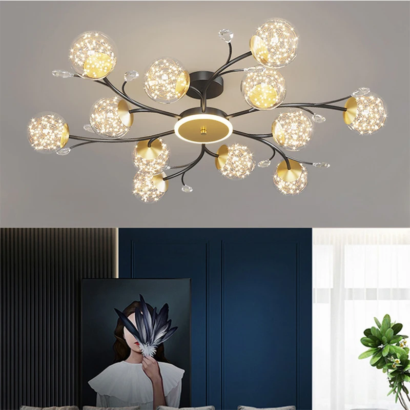 

AiPaiTe LED Scandinavian Modern Chandelier with Iron+Glass for Living Room, Dining Room and Home Decoration