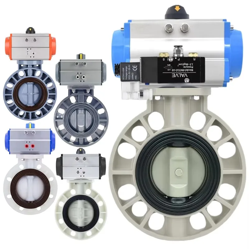 

Double Action Pneumatic Actuator Wafer Type Plastic FRPP PPH CPVC PVDF UPVC Butterfly Valve