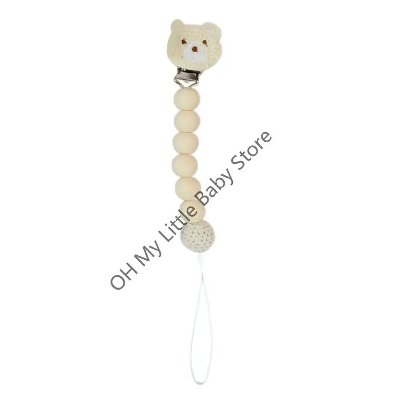 

M76C Travel Friendly Baby Pacifier Clip Bear Designs Teether Holder Secure Attachment Silicone Pacifier Clip for Daily Use