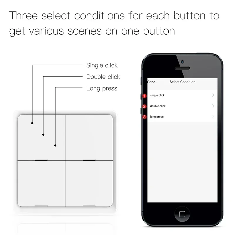 ZigBee 3.0 Tuya Smart Scene Switch Push Button 1/2/3/4 Gang 3 6 9 12 Scenes Automation Scenario Wireless Switch for Tuya Devices