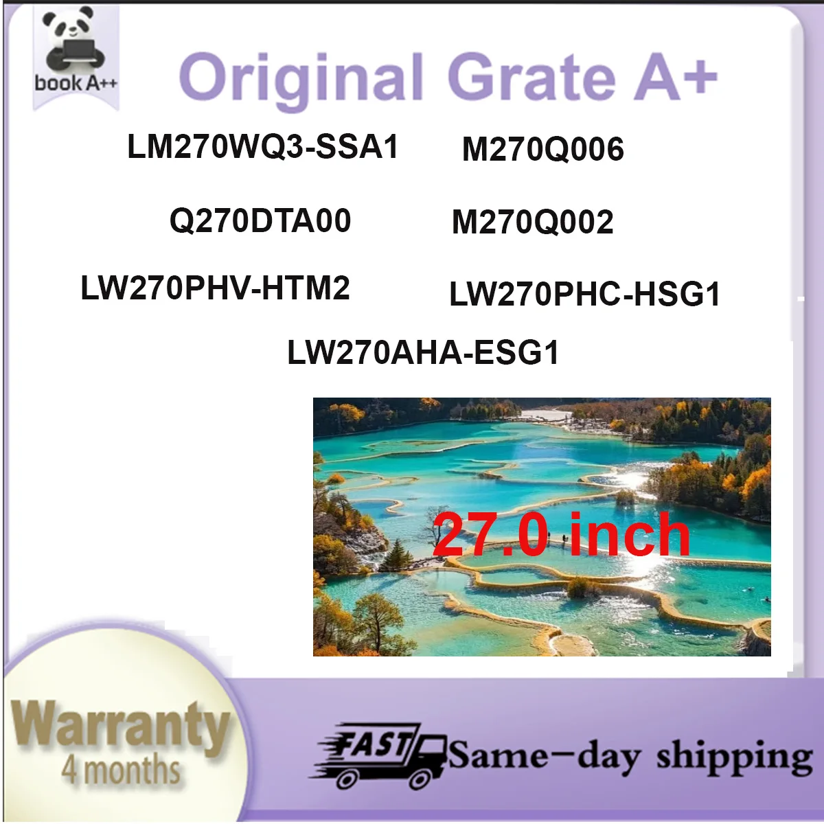 Original New A+ 27" IPS LCD Screen LM270WQ3 SSA1 M270Q006 Q270DTA00 M270Q002 LW270PHV HTM2  LW270PHC HSG1 LW270AHA ESG1