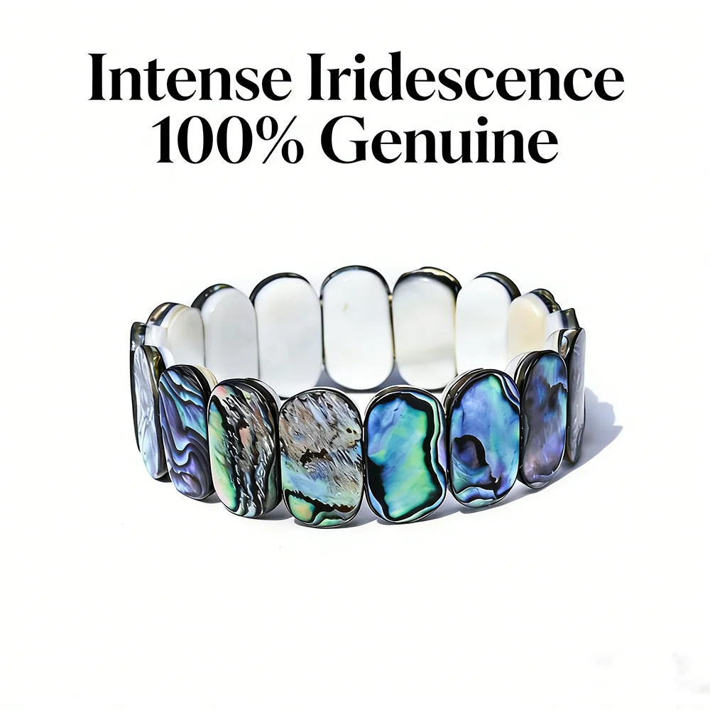 

A+ Natural Abalone Shell Bangle Bracelet Iridescent Gemstone Beads for Jewelry Making Bohemian Gift DIY Necklace