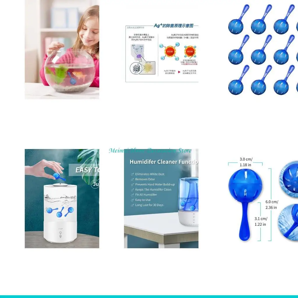 H7BF 10/12 Pack Deminalization Cleaning Ball للأسماك للخزان يزيل DUS الأبيض