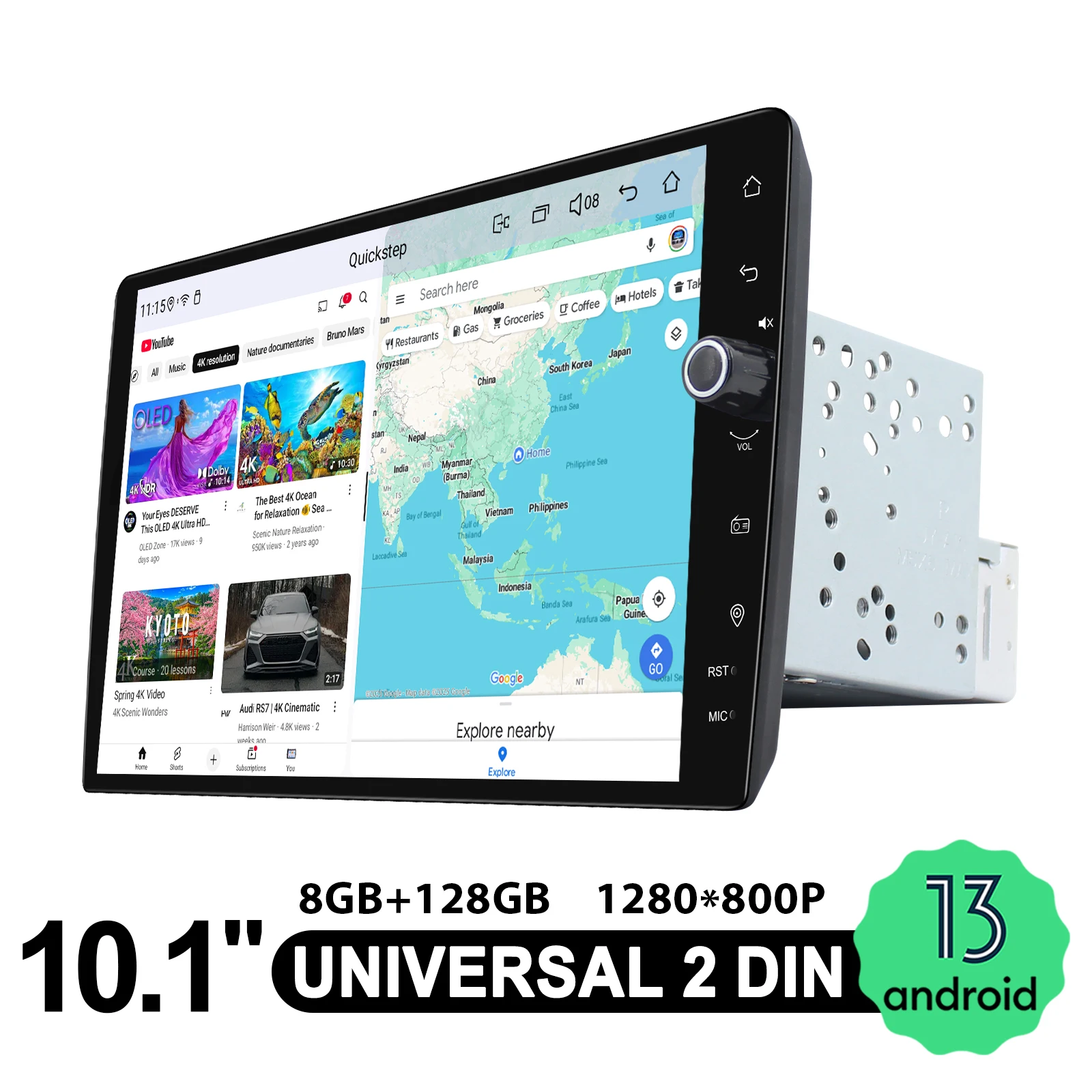 قادم جديد! RHD 10 "أندرويد 13.0 راديو ستيريو للسيارة 8 جيجابايت + 128 جيجابايت مزدوج 2 Din مشغل وسائط متعددة SWC سيارة لاسلكية اللعب/أندرويد السيارات