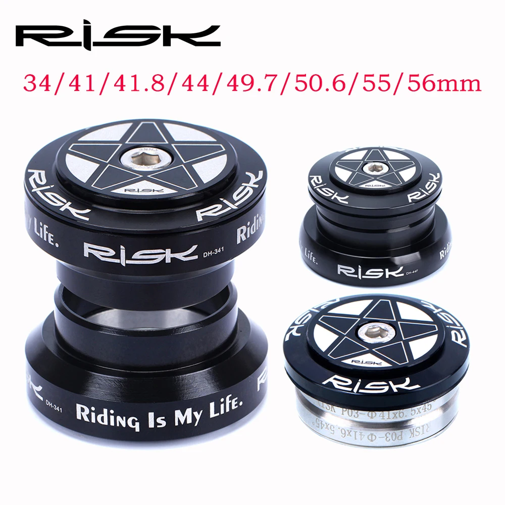 Risk Mtb Bike Headset Integrated 1 1/8 Steering Column 34 41 41.8 44 49.7 50.6 55 56Mm Mountain Bicycle Press Bearings Box Fork