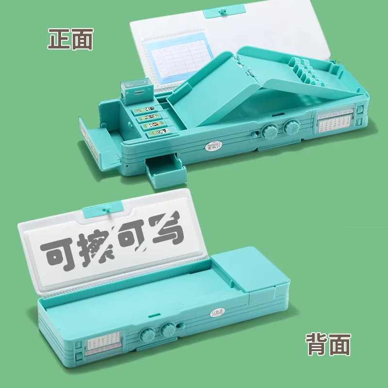 Caja de papelería con bloqueo de contraseña Panda, estuche de lápices de órgano multifunción de doble capa de alto valor para estudiantes escolares