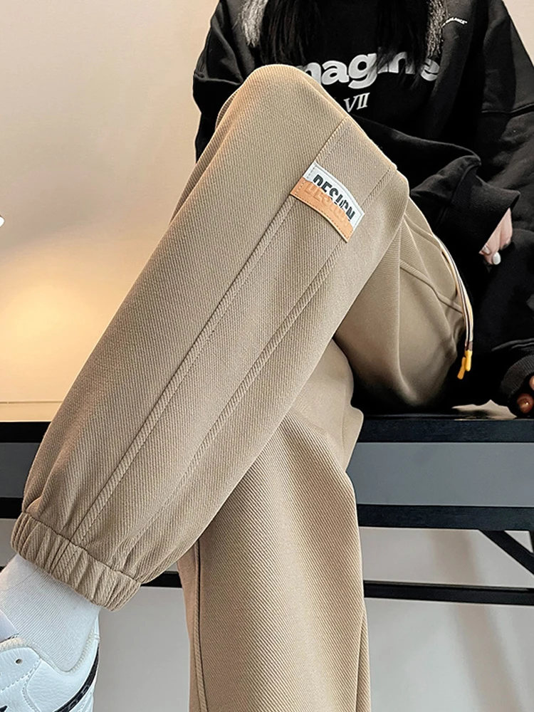 

Khaki Color Women's Sports Pants Trousers Casual Slimming Small Size Trendy Brand Drawstring Harlan Sweatpants